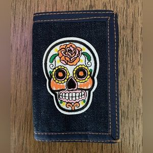 Sugar Skull Denim Wallet